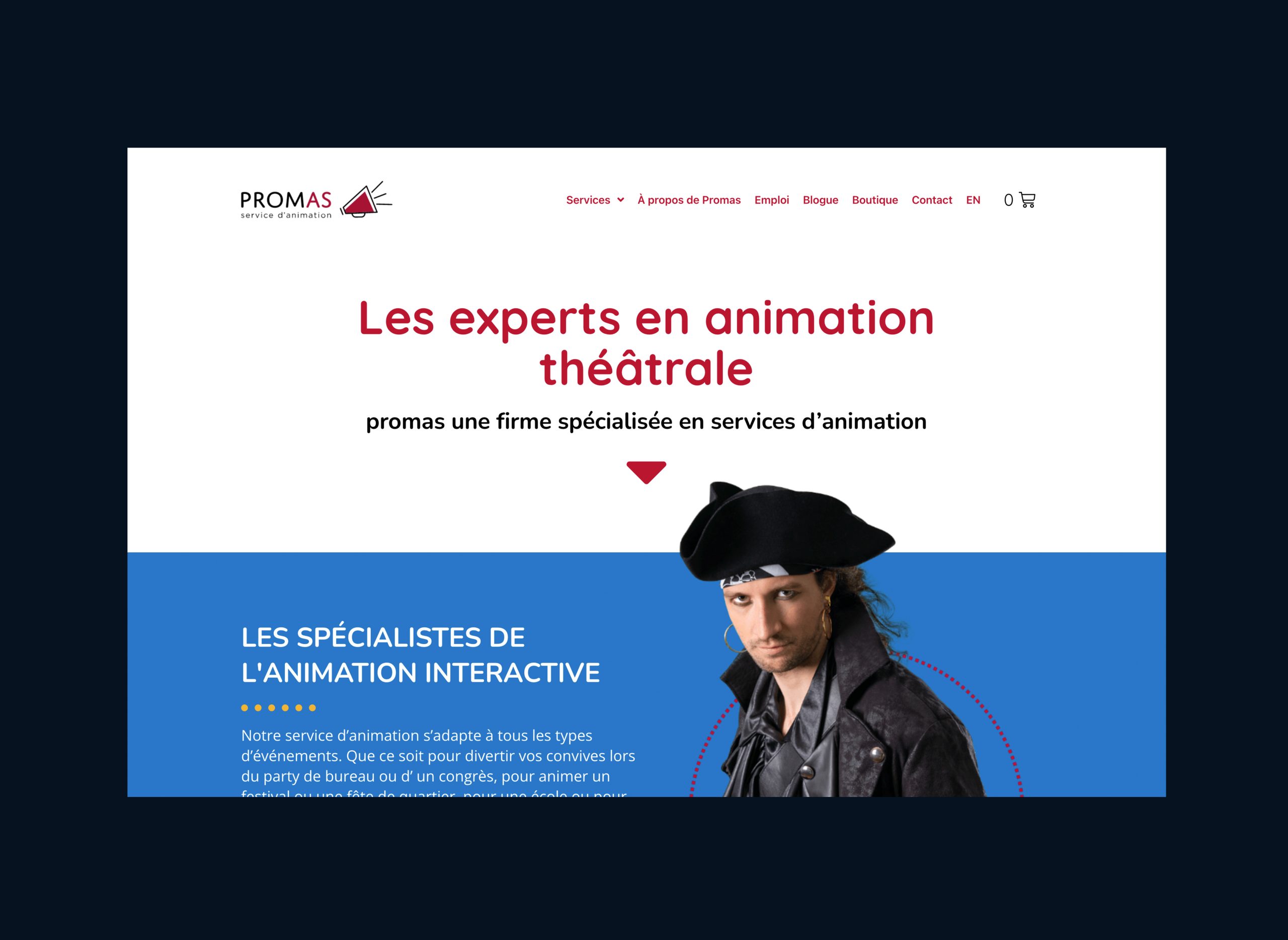 Promas Animation site web et boutique en ligne